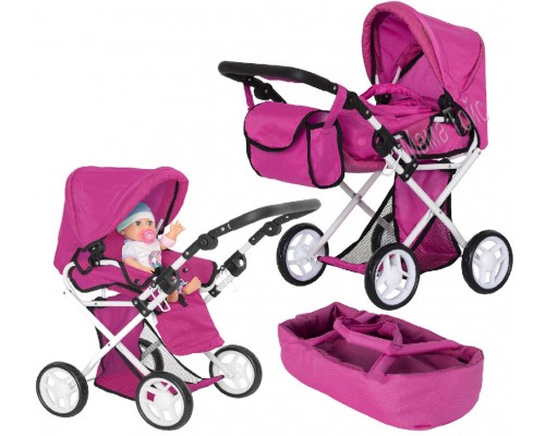 Коляска для ляльки із сумкою CARRELLO UNICO 9346 HOT PINK