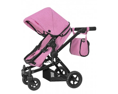 Коляска для ляльок Melobo 9651B Pink 2 в 1 з сумкою Рожева