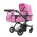 Коляска для ляльок Melobo 9651B Pink 2 в 1 з сумкою Рожева