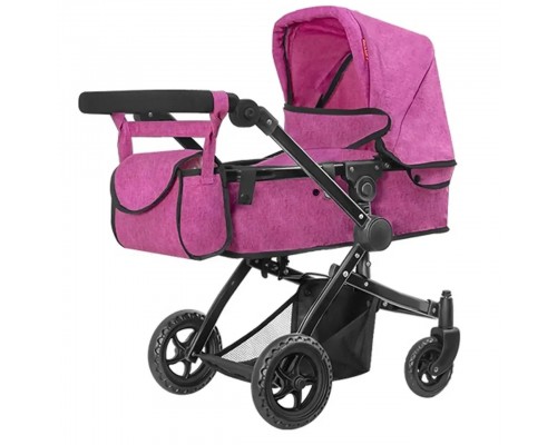 Коляска для ляльок Melobo 9651B ROSE RED 2 в 1 з сумкою Рожева