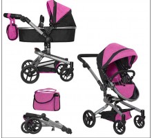 Коляска для ляльок 2 в 1 Трансформер із сумкою Carrello Fortuna Rose Red 9695 Малинова
