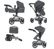 Коляска для ляльок 2 в 1 Трансформер із сумкою 9695 Carrello Fortuna GREY Сіра