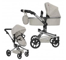 Коляска для ляльок 2 в 1 Трансформер із сумкою 9695 Carrello Fortuna LIGHTG GREY Світло Сіра