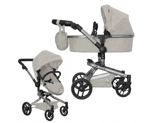 Коляска для кукол 2 в 1 Трансформер с сумкой 9695 Carrello Fortuna LIGHTG GREY Светло Серая