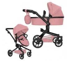 Коляска для ляльок 2 в 1 Трансформер із сумкою 9695 Carrello Fortuna POWDER PINK Рожева пудра