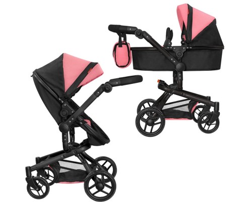 Коляска для кукол 2 в 1 Трансформер с сумкой Carrello Fortuna Peach Pink 9695 Персиковая