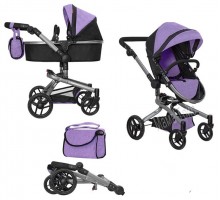 Коляска для ляльок 2 в 1 Трансформер із сумкою Carrello Fortuna Purple 9695 Фіолетова