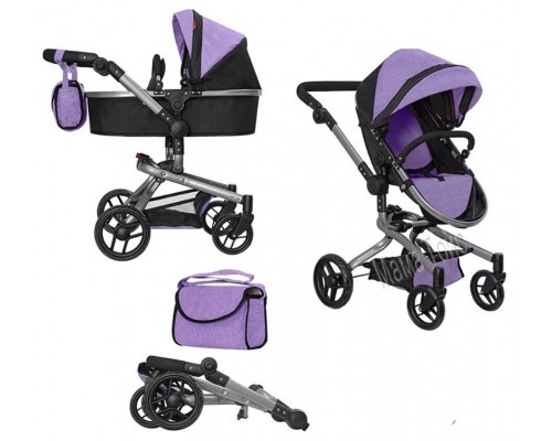 Коляска для кукол 2 в 1 Трансформер с сумкой Carrello Fortuna Purple 9695 Фиолетовая