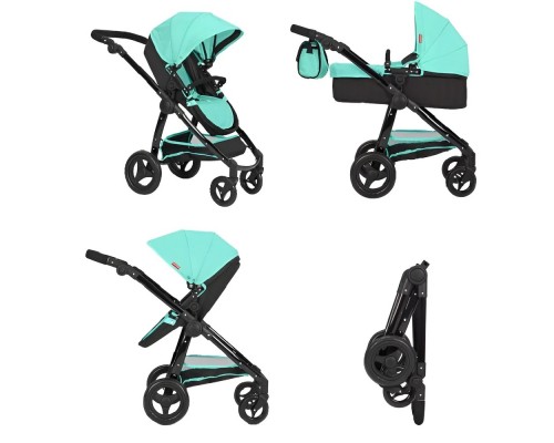 Коляска для кукол Трансформер 2 в 1 с сумкой Carrello Ultra Green 9696 Зеленая