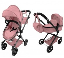 Коляска для ляльок 2 в 1 Трансформер із сумкою Carrello Alfa POWDER PINK (9707)