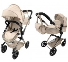 Коляска для ляльок 2 в 1 Трансформер із сумкою Carrello Alfa CREAM (9707)