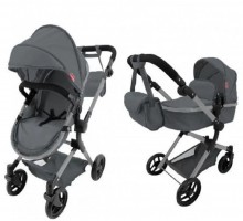 Коляска для ляльок 2 в 1 Трансформер із сумкою Carrello Alfa GREY (9707)