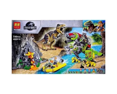 Конструктор Бой Тираннозавра и Робота-Динозавра 740 деталей Jurassic World (11337)