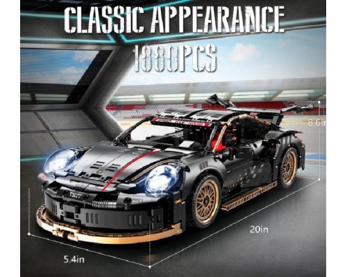 Конструктор спортивный автомобиль Porsche 911 Порше, 1880 деталей, свет фар (2021)