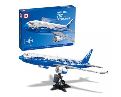 Конструктор Boeing 787 Dreamliner 1353 детали - большая модель самолета 66 см с подставкой (80009)