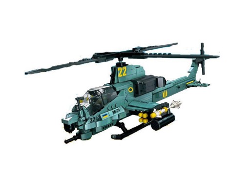 Конструктор для хлопчика 575 деталей Військовий Вертоліт МІ-24 (96027)