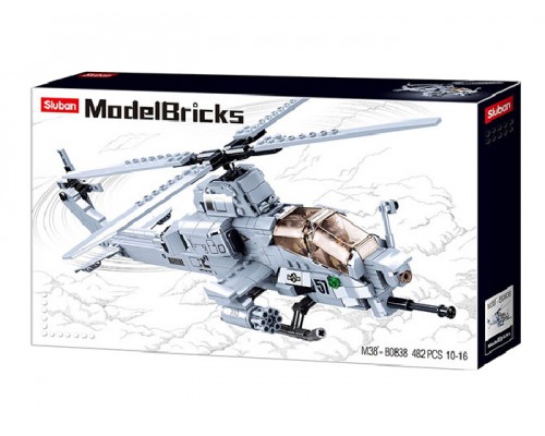 Конструктор Sluban Вертоліт Вайпер AH-1Z. 482 деталі (0838)