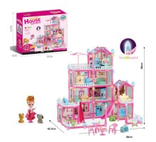 Кукольный домик с куклой и мебелью, 4 этажа, высота 66 см, подсветка (556-43)