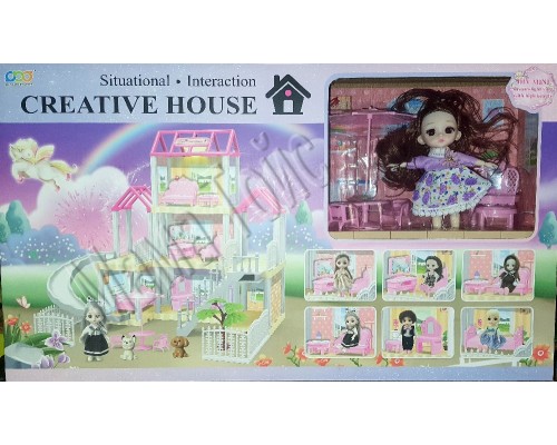 Кукольный домик с мебелью, Куклой и подсветкой (666-8)