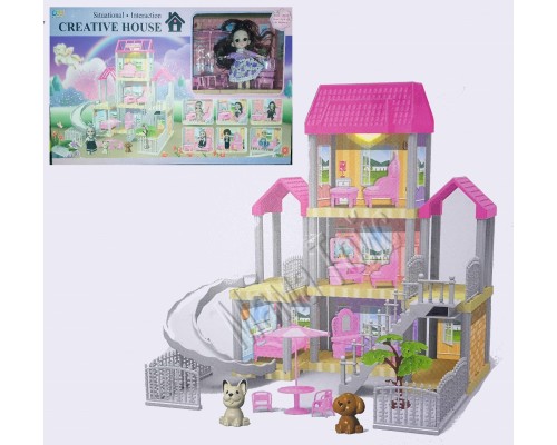 Кукольный домик с мебелью, Куклой и подсветкой (666-8)