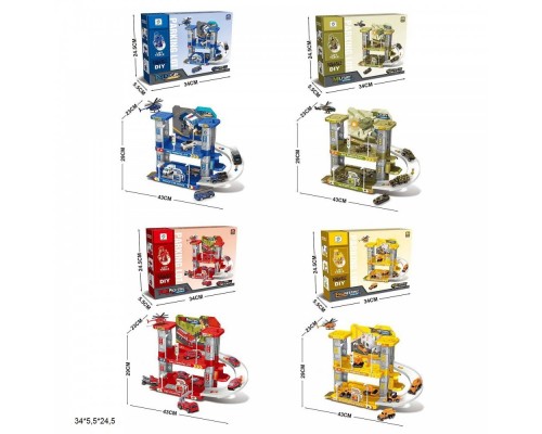 Игрушечный гараж Парковка с металлическими машинками, Городские службы 4 вида (8627)