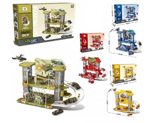 Игрушечный гараж Парковка с металлическими машинками, Городские службы 4 вида (8627)