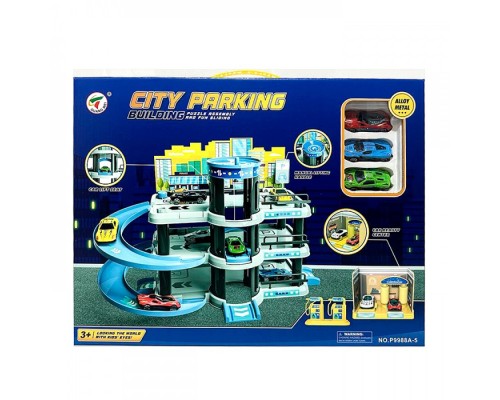 Игрушечный гараж-парковка с лифтом и машинками (9988)