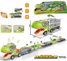 Трейлер трек Динозавр с металлическими машинками Раскладная трасса, Звук, свет (068-196)