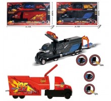 Трейлер гараж Тачки с металлическими машинками 2 вида Маквин, Шериф (871-872)