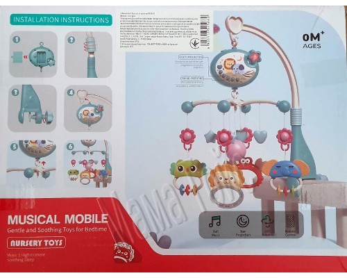 Мобиль Карусель на кроватку с пультом радиоуправления. Проектор, музыка, таймер (698-84-85)