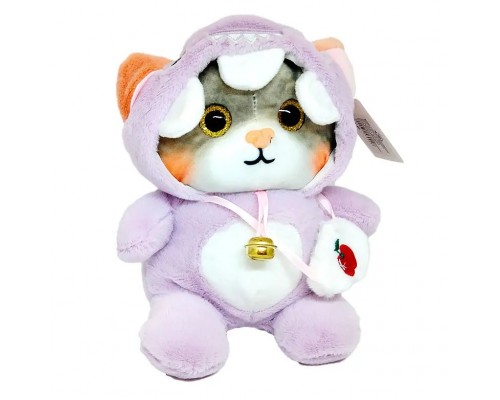 Мягкая игрушка плюшевая кошка глазастик в капюшоне 25 см (16310)