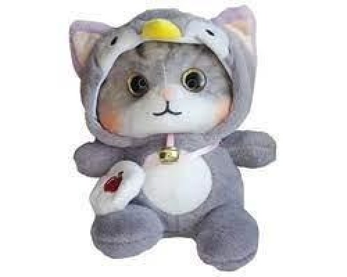 Мягкая игрушка плюшевая кошка глазастик в капюшоне 25 см (16310)