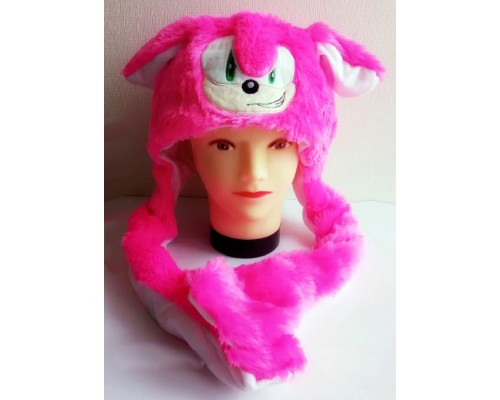 Шапка плюшева з рухомими вухами Супер Сонік Рожева та блакитна 2 види