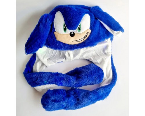 Шапка плюшева з рухомими вухами Супер Сонік Рожева та блакитна 2 види