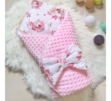 Демисезонный Конверт одеяло для новорожденного Велюр - Хлопок, съемный синтепон Розовый Пудра