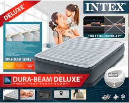 Двухместная Надувная кровать 64414 Intex со Встроенным электро насосом 203-152-46 см