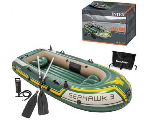 Тримісний Надувний човен 68380 Intex з Веслами і насосом Seahawk 3 Set 295-137-43 см