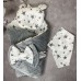 Набор постельный в детскую коляску. Теплое одеяло - конверт, подушка, простынь, Бант. Велюр Серый