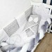 Постель в детскую кроватку бортики защита подушки, коса велюр. Серый Звезды (Облачко)