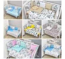 Набор постельный в детскую кроватку, Одеяло-конверт, Защита бортики подушки на 3 стороны