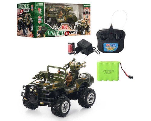 Військовий джип на радіокеруванні, 2 фігурки військових, Гумові колеса, акумулятор (3010)