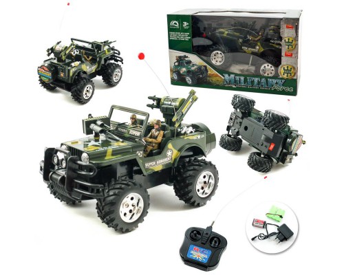 Військовий джип на радіокеруванні, 2 фігурки військових, Гумові колеса, акумулятор (3010)