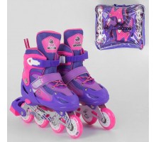 Детские раздвижные Ролики Best Roller Фиолетовые. Колеса PVC, Переднее светится 40005-S (30-33)
