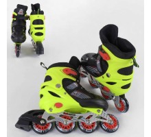 Детские раздвижные Ролики Best Roller Салатовые. Колеса PVC, Переднее светится 50034-S (30-33)