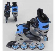 Детские раздвижные Ролики Best Roller Синие. Колеса PVC, Переднее светится 30093-L (38-42)