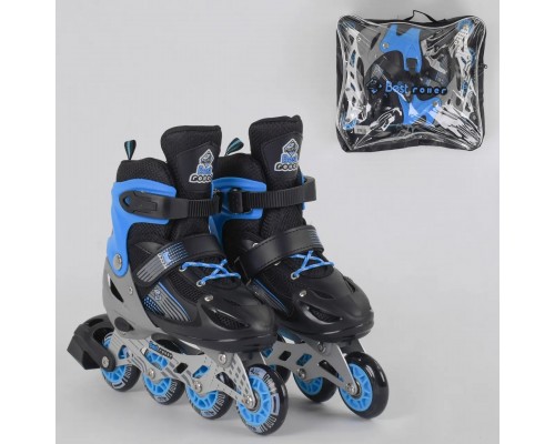 Детские раздвижные Ролики Best Roller Синие. Колеса PVC, Переднее светится 30093-M (34-37)