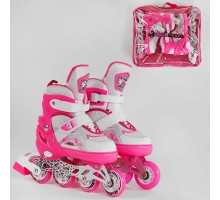 Розсувні колеса Best Roller Поліуретан, переднє світиться розмір 30-33 Рожеві