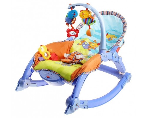 Детское кресло шезлонг качалка 7179 вибро, музыка 3 в 1