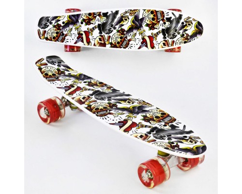 Скейт Пенни борд Best Board 55 см, колёса PU Светятся Белый (74543)
