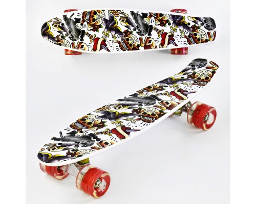 Скейт Пенни борд Best Board 55 см, колёса PU Светятся Белый (74543)